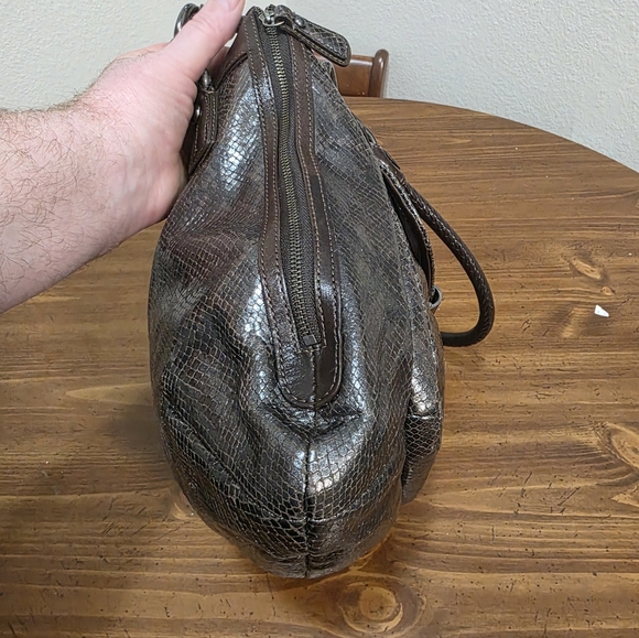 Coach Kristin Python Embossed North/South Tote Bag,with Gunmetal Hardware - Picture 4 of 16